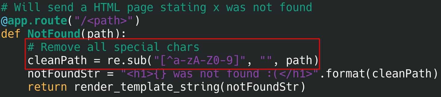 Example of vulnerable code with highlighted solution to make it secure.